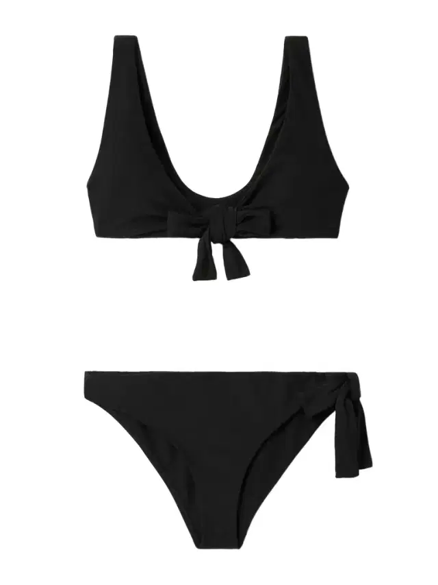Tie-detailed Crepe Bikini