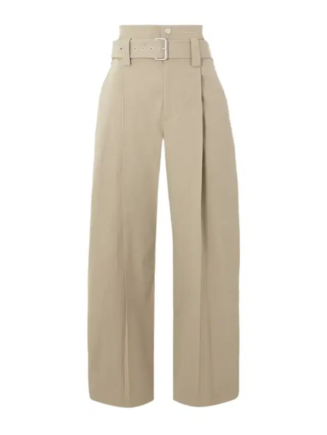Belted Pleated Cotton-blend Straight-leg Pants