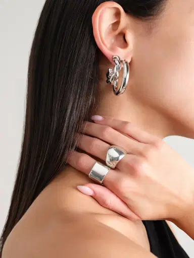 Jennifer Fisher Natasha Mini Silver-plated Hoop Earrings | Thumbnail 2 Jennifer Fisher Natasha Mini Silver-plated Hoop Earrings | Thumbnail 2