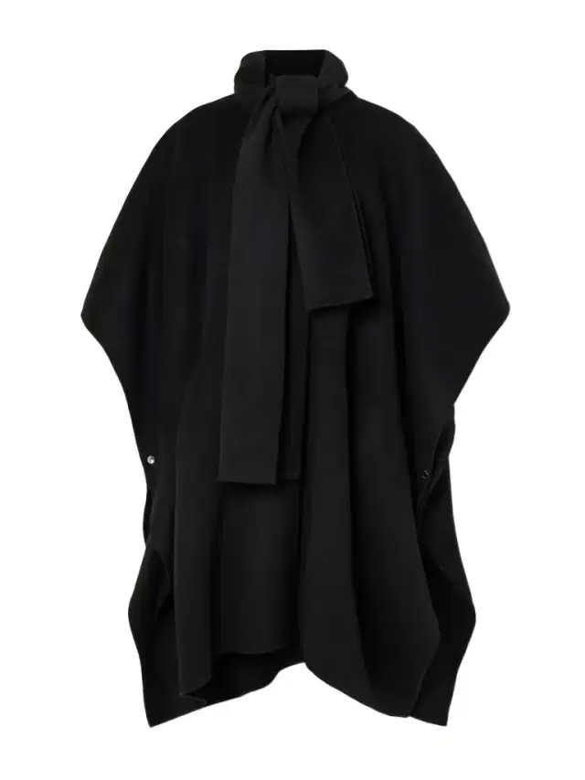 Cape-effect Tie-neck Wool Coat