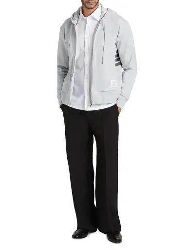 Thom Browne Men's Loopback Jersey Hoodie Jacket - Pale Grey - Size XXL | Thumbnail 2
