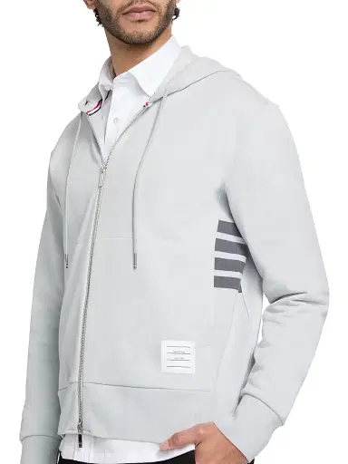 Thom Browne Men's Loopback Jersey Hoodie Jacket - Pale Grey - Size XXL | Thumbnail 6