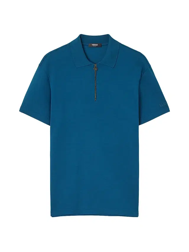 Men's Embroidered Quarter-Zip Polo Shirt - Navy Blue