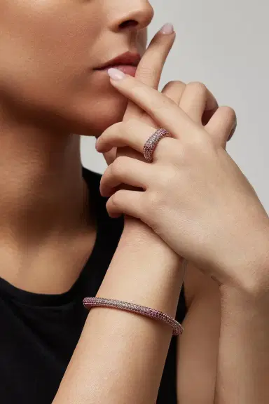 FULLORD Ombre Pink Sapphire Ghost Bangle Bracelet | Thumbnail 4