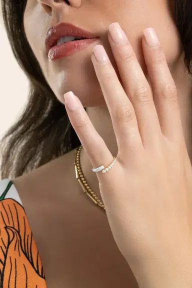 Melissa Kaye White Enamel Lola Pinky Ring | Thumbnail 4