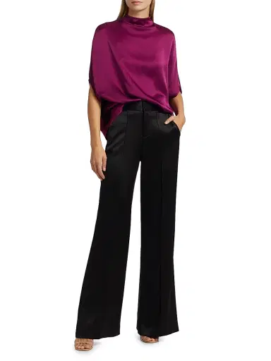 LAPOINTE Women's Satin Cape T-Shirt - Berry | Thumbnail 2