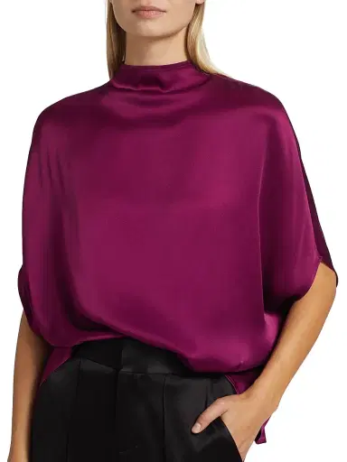 LAPOINTE Women's Satin Cape T-Shirt - Berry | Thumbnail 6