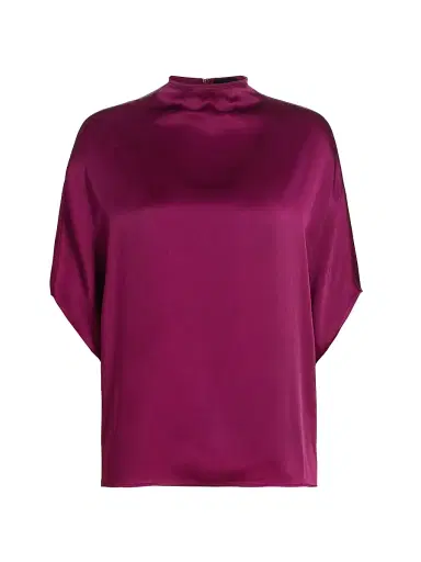 LAPOINTE Women's Satin Cape T-Shirt - Berry | Thumbnail 1
