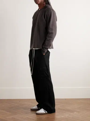 Les Tien Heavyweight Straight-Leg Structured-Fleece Cotton-Jersey Drawstring Cargo Trousers - Men | Thumbnail 2 Les Tien Heavyweight Straight-Leg Structured-Fleece Cotton-Jersey Drawstring Cargo Trousers - Men | Thumbnail 2