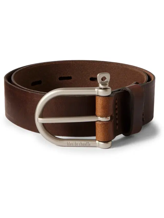Bleu de Chauffe 3.5cm Manille Leather Belt - Men