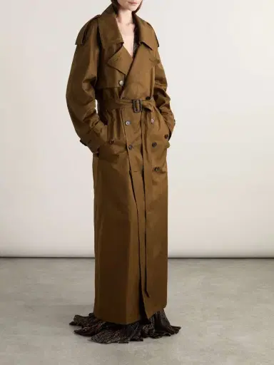 Saint Laurent Oversized Belted Cotton-twill Trench Coat - FR 34 | Thumbnail 3 Saint Laurent Oversized Belted Cotton-twill Trench Coat - FR 34 | Thumbnail 3
