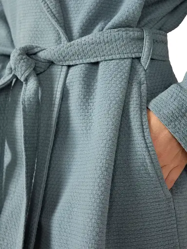 Coyuchi Women's Adriatic Organic Robe - River | Thumbnail 4