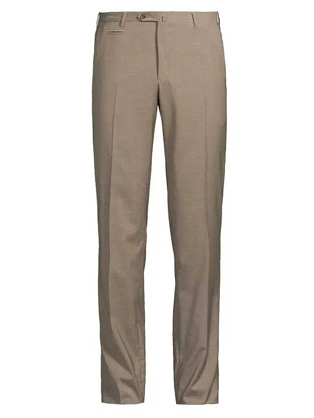 Men's Stretch-Wool Trousers - Natural