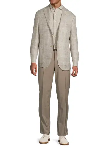 Corneliani Men's Textured Virgin Wool Jacket - Natural | Thumbnail 2 Corneliani Men's Textured Virgin Wool Jacket - Natural | Thumbnail 2