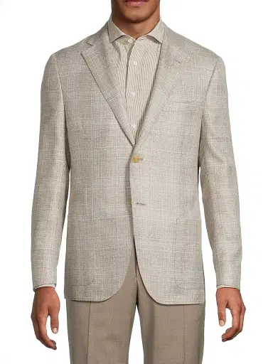 Corneliani Men's Textured Virgin Wool Jacket - Natural | Thumbnail 3 Corneliani Men's Textured Virgin Wool Jacket - Natural | Thumbnail 3