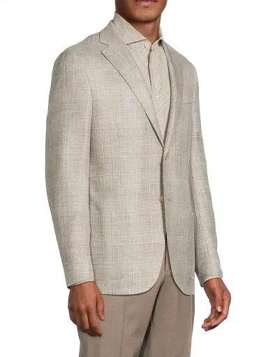 Corneliani Men's Textured Virgin Wool Jacket - Natural | Thumbnail 4 Corneliani Men's Textured Virgin Wool Jacket - Natural | Thumbnail 4