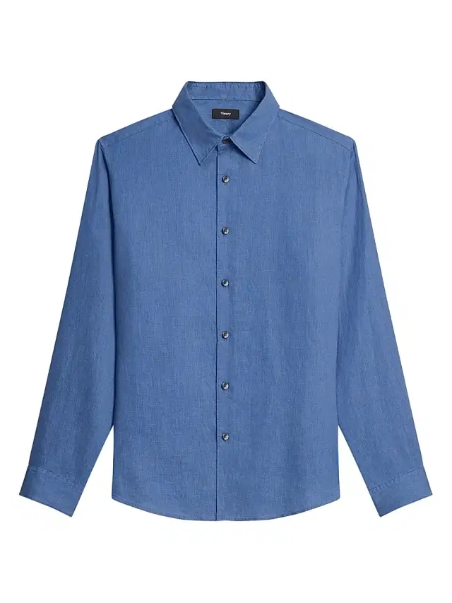 Theory Men's Irving Long-Sleeve Linen Shirt - Bering