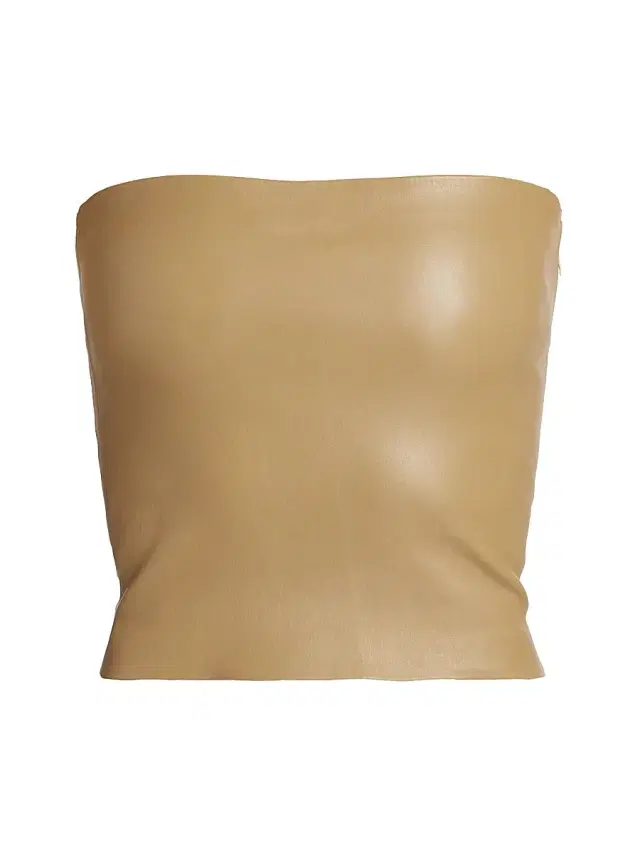 Women's Leather Tube Top - Khaki