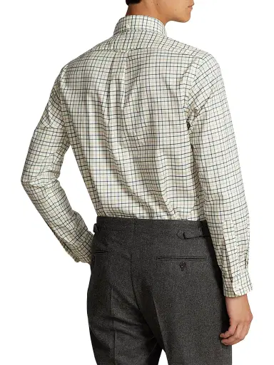 Polo Ralph Lauren Men's Twill Long-Sleeve Sport Shirt - Cream Green Multi | Thumbnail 4 Polo Ralph Lauren Men's Twill Long-Sleeve Sport Shirt - Cream Green Multi | Thumbnail 4