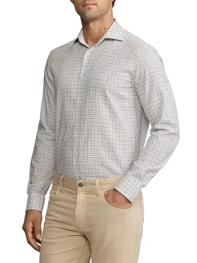 Ralph Lauren Purple Label Men's Tattersall Twill Shirt - Navy Blue | Thumbnail 4 Ralph Lauren Purple Label Men's Tattersall Twill Shirt - Navy Blue | Thumbnail 4
