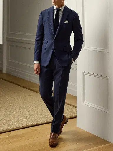 Ralph Lauren Purple Label Men's Tattersall Twill Shirt - Navy Blue | Thumbnail 8 Ralph Lauren Purple Label Men's Tattersall Twill Shirt - Navy Blue | Thumbnail 8