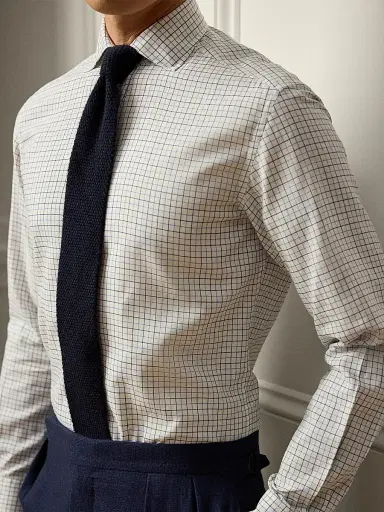 Ralph Lauren Purple Label Men's Tattersall Twill Shirt - Navy Blue | Thumbnail 9 Ralph Lauren Purple Label Men's Tattersall Twill Shirt - Navy Blue | Thumbnail 9