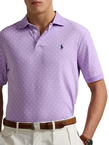 Polo Ralph Lauren Men's Custom-Slim Paisley Cotton Polo Shirt - Powder Purple Mini Paisley | Thumbnail 5 Polo Ralph Lauren Men's Custom-Slim Paisley Cotton Polo Shirt - Powder Purple Mini Paisley | Thumbnail 5