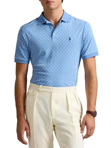 Polo Ralph Lauren Men's Custom-Slim Paisley Cotton Polo Shirt - Powder Purple Mini Paisley | Thumbnail 8 Polo Ralph Lauren Men's Custom-Slim Paisley Cotton Polo Shirt - Powder Purple Mini Paisley | Thumbnail 8
