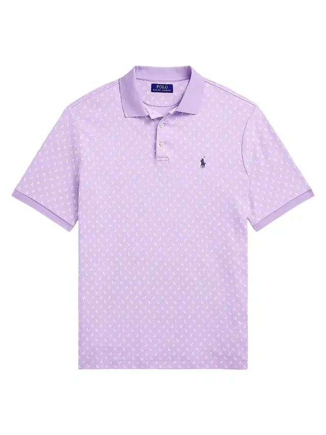Men's Custom-Slim Paisley Cotton Polo Shirt - Powder Purple Mini Paisley