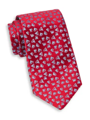 Charvet Men's Neat V Silk Tie - Red Blue | Thumbnail 2 Charvet Men's Neat V Silk Tie - Red Blue | Thumbnail 2