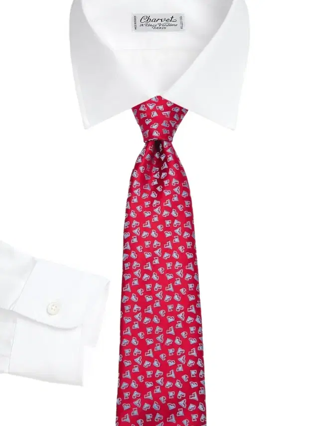 Men's Neat V Silk Tie - Red Blue