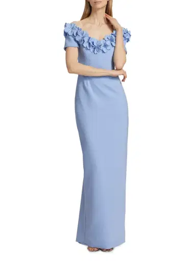 Catherine Regehr Women's Barcelona Floral Appliqué Column Gown - Pale Blue | Thumbnail 2 Catherine Regehr Women's Barcelona Floral Appliqué Column Gown - Pale Blue | Thumbnail 2