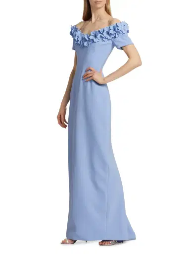 Catherine Regehr Women's Barcelona Floral Appliqué Column Gown - Pale Blue | Thumbnail 3 Catherine Regehr Women's Barcelona Floral Appliqué Column Gown - Pale Blue | Thumbnail 3