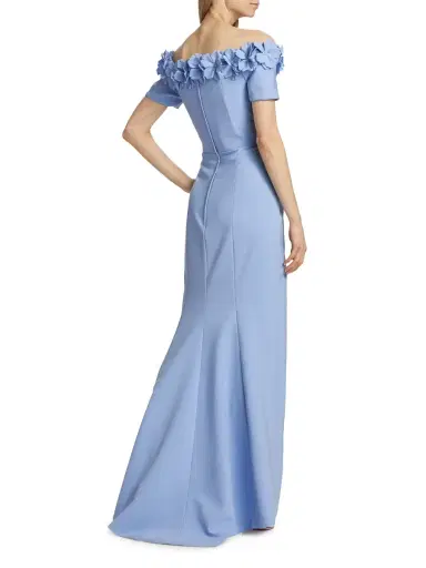 Catherine Regehr Women's Barcelona Floral Appliqué Column Gown - Pale Blue | Thumbnail 4 Catherine Regehr Women's Barcelona Floral Appliqué Column Gown - Pale Blue | Thumbnail 4
