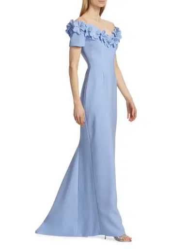 Catherine Regehr Women's Barcelona Floral Appliqué Column Gown - Pale Blue | Thumbnail 1 Catherine Regehr Women's Barcelona Floral Appliqué Column Gown - Pale Blue | Thumbnail 1