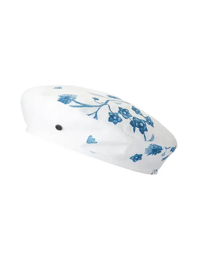 Maison Michel Women's New Billy Floral Cotton Beret - White Blue
