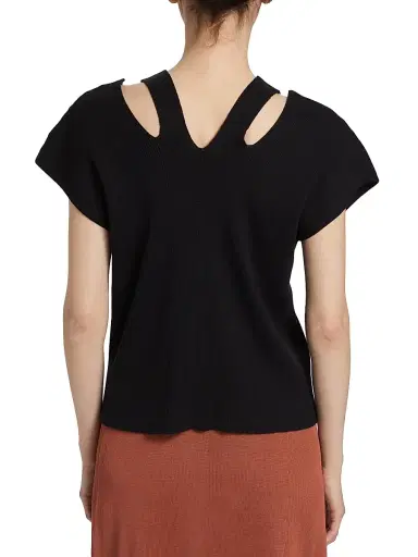 Saks Fifth Avenue Women's Cotton-Blend Cut-Out Sweater - Black - Size Small | Thumbnail 5