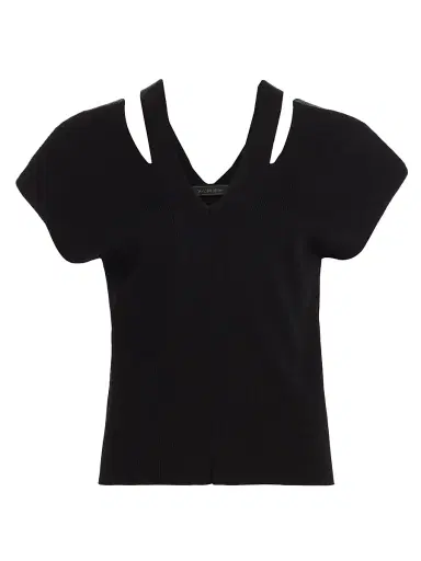 Saks Fifth Avenue Women's Cotton-Blend Cut-Out Sweater - Black - Size Small | Thumbnail 1