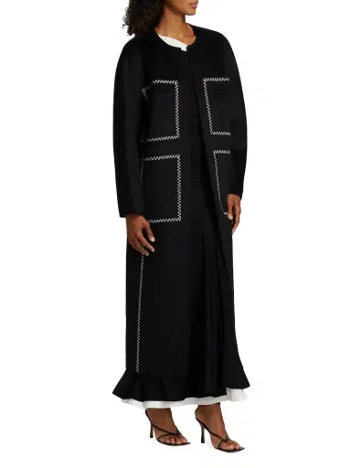 Tove Women's Noelle Wool-Blend Zigzag Stitch Coat - Black | Thumbnail 3