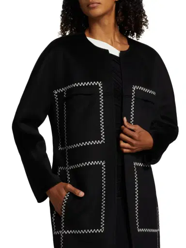 Tove Women's Noelle Wool-Blend Zigzag Stitch Coat - Black | Thumbnail 5