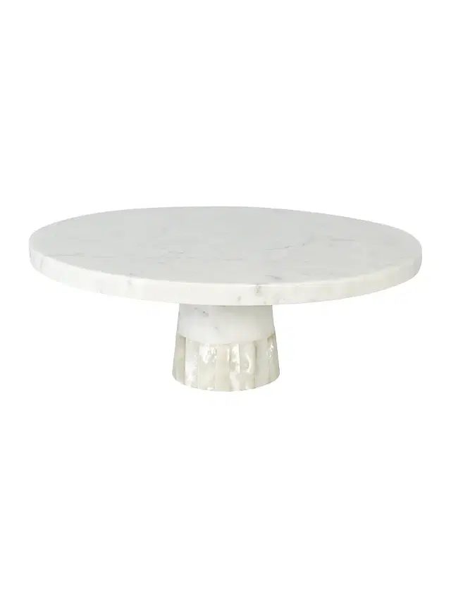 Mother Of Pearl Marble Cake Stand - White