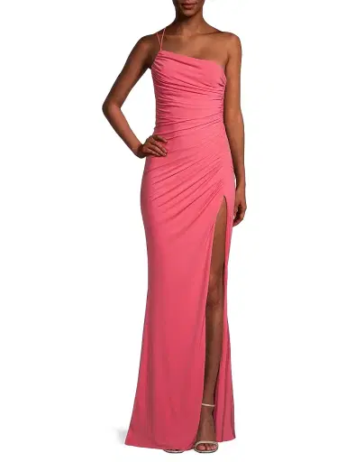 Katie May Women's Winnipeg One-Shoulder Ruched Gown - Coral - Size Large | Thumbnail 2