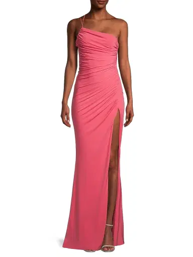 Katie May Women's Winnipeg One-Shoulder Ruched Gown - Coral - Size Large | Thumbnail 3