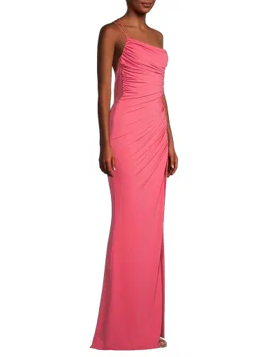 Katie May Women's Winnipeg One-Shoulder Ruched Gown - Coral - Size Large | Thumbnail 4