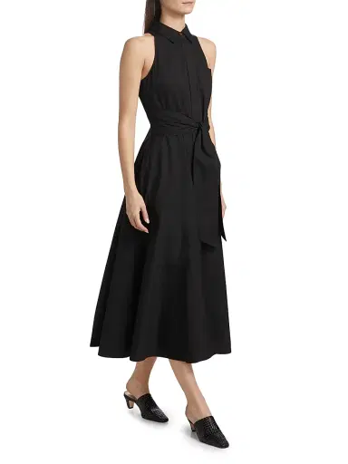 Toccin Women's Chelsea Stretch-Cotton Poplin Tie-Waist Shirtdress - Jet | Thumbnail 4 Toccin Women's Chelsea Stretch-Cotton Poplin Tie-Waist Shirtdress - Jet | Thumbnail 4
