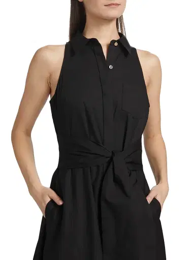 Toccin Women's Chelsea Stretch-Cotton Poplin Tie-Waist Shirtdress - Jet | Thumbnail 6 Toccin Women's Chelsea Stretch-Cotton Poplin Tie-Waist Shirtdress - Jet | Thumbnail 6