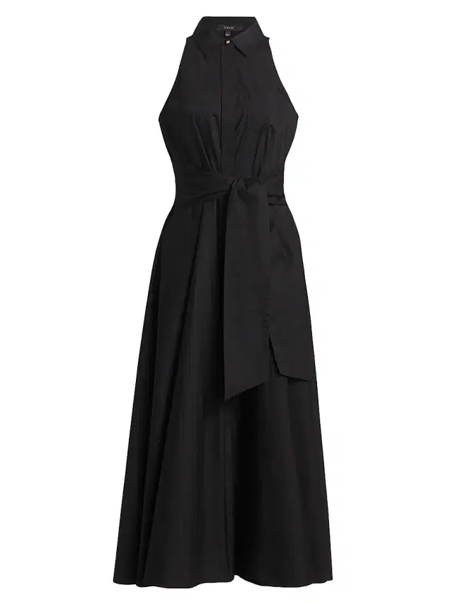 Toccin Women's Chelsea Stretch-Cotton Poplin Tie-Waist Shirtdress - Jet