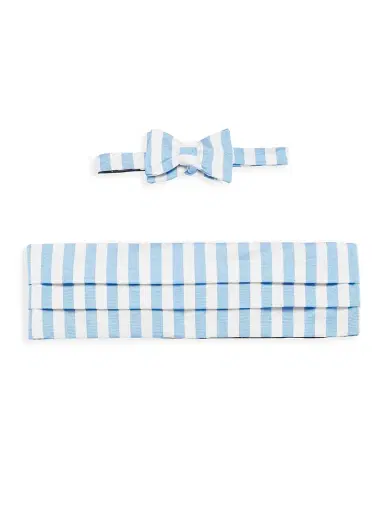 Paul Stuart Men's Silk Striped Bow Tie & Cummerbund Set | Thumbnail 1 Paul Stuart Men's Silk Striped Bow Tie & Cummerbund Set | Thumbnail 1