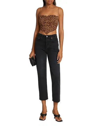 Staud Women's Leonie Leopard-Print Crop Top - Leopard | Thumbnail 2 Staud Women's Leonie Leopard-Print Crop Top - Leopard | Thumbnail 2