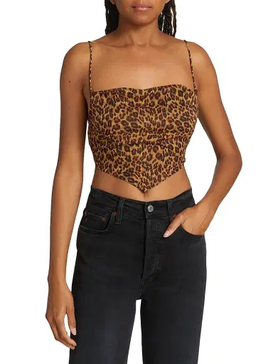Staud Women's Leonie Leopard-Print Crop Top - Leopard | Thumbnail 3 Staud Women's Leonie Leopard-Print Crop Top - Leopard | Thumbnail 3